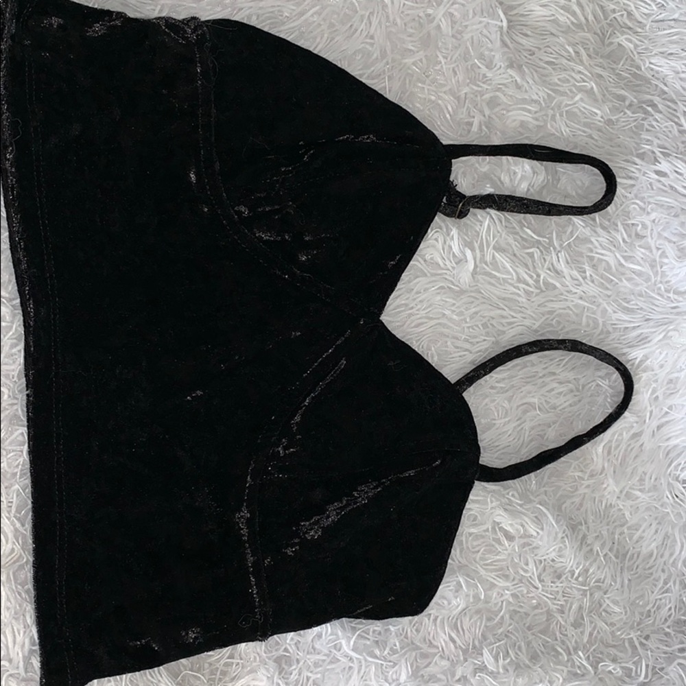 Black velvet crop top